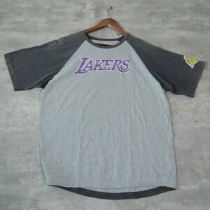 NBA Exclusive Collection Lakers Raglan Tee XL Grey Charcoal Basketball Shirt